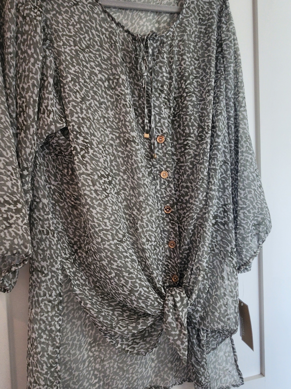 Michael Kors Safari Green Patterned Sheer Swim Coverup, NWT